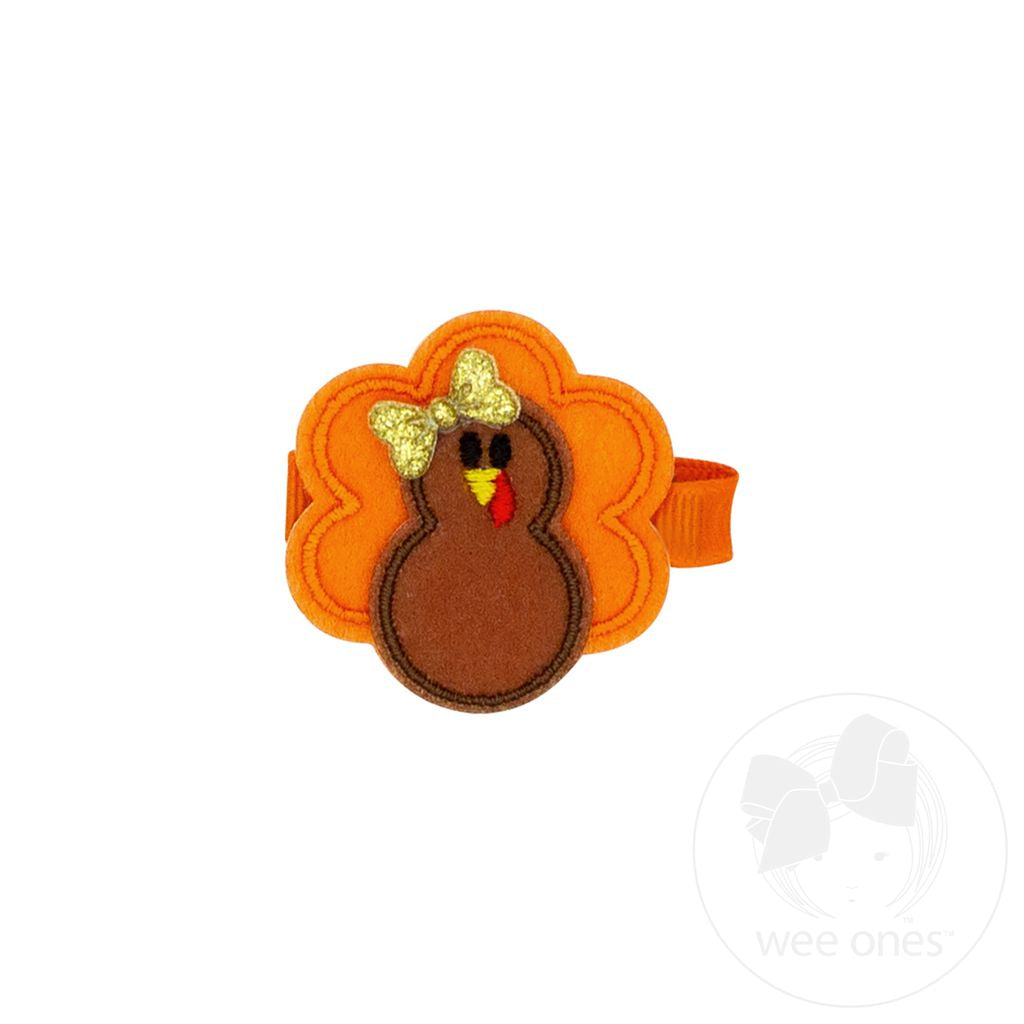 Harvest Turkey Embroidery Felt Hair Clip