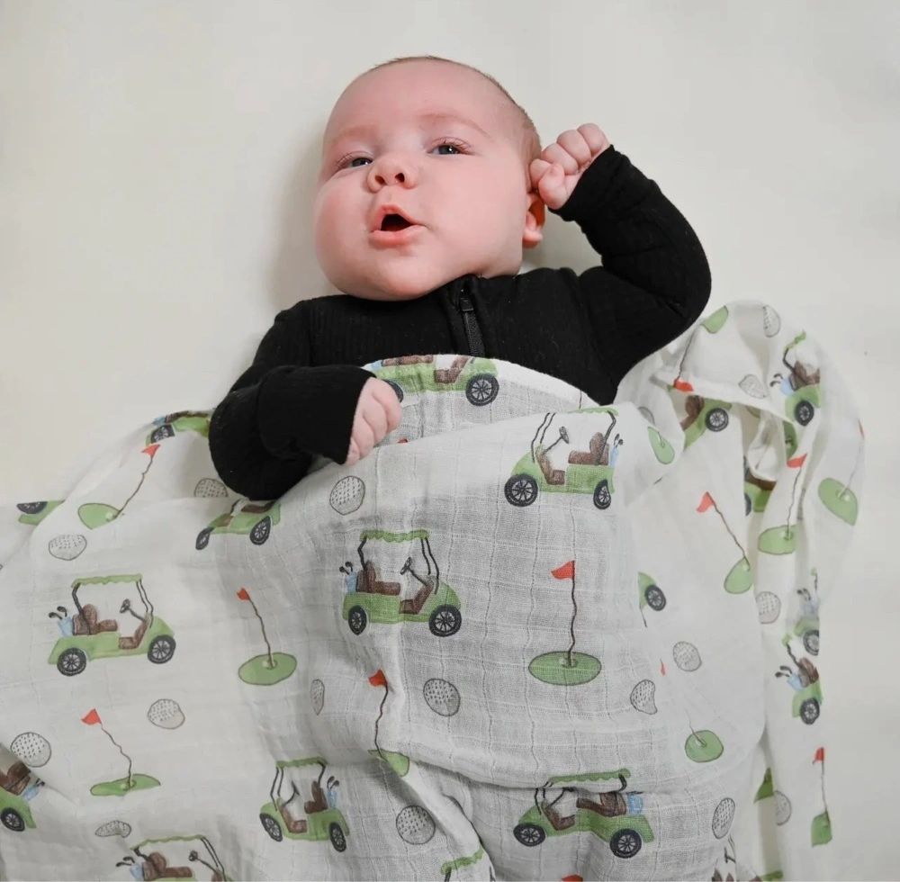 Golf A Round Baby Muslin Swaddle Blanket