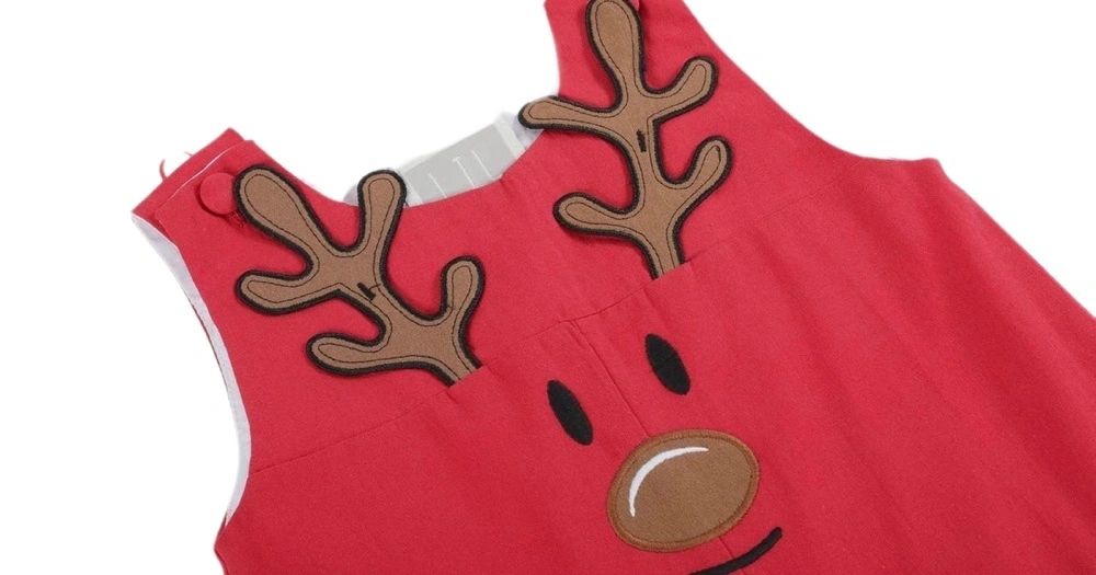 Red Reindeer Pocket Christmas Boys Overalls