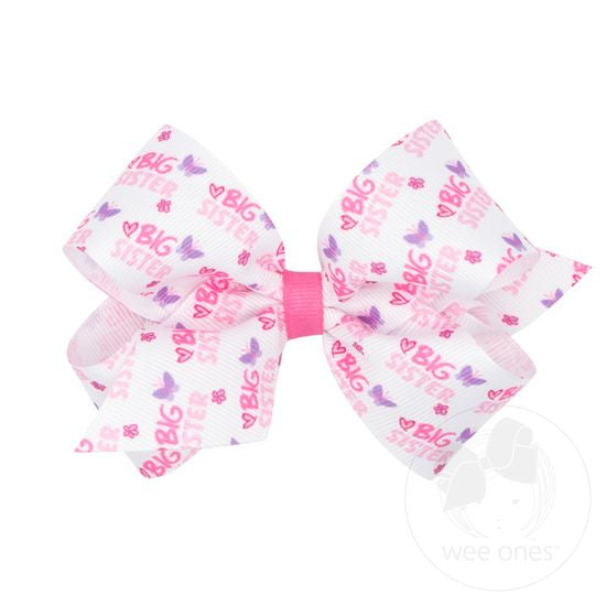 Medium Big Sister Printed Grosgrain Hair Bow