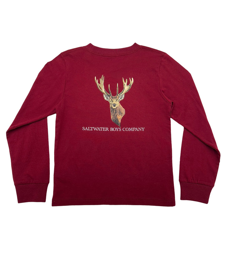 Boys Long Sleeve Deer Head Graphic Tee
