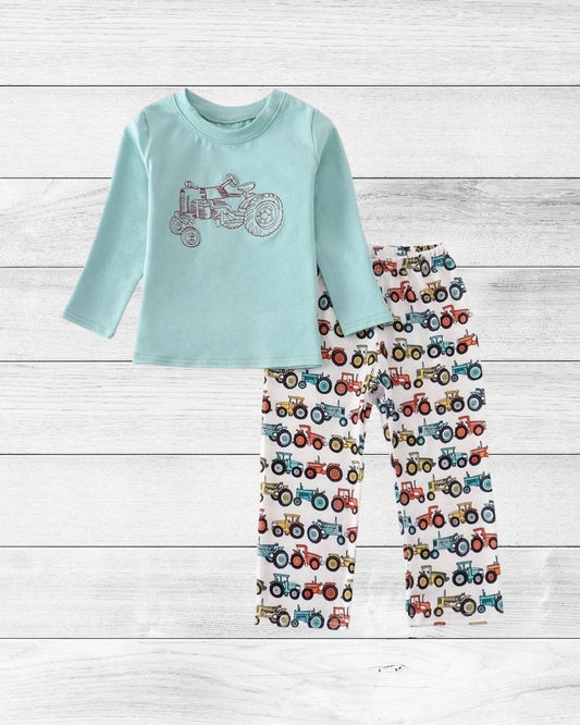 Tractor Embroidered Boys Pant Set 4