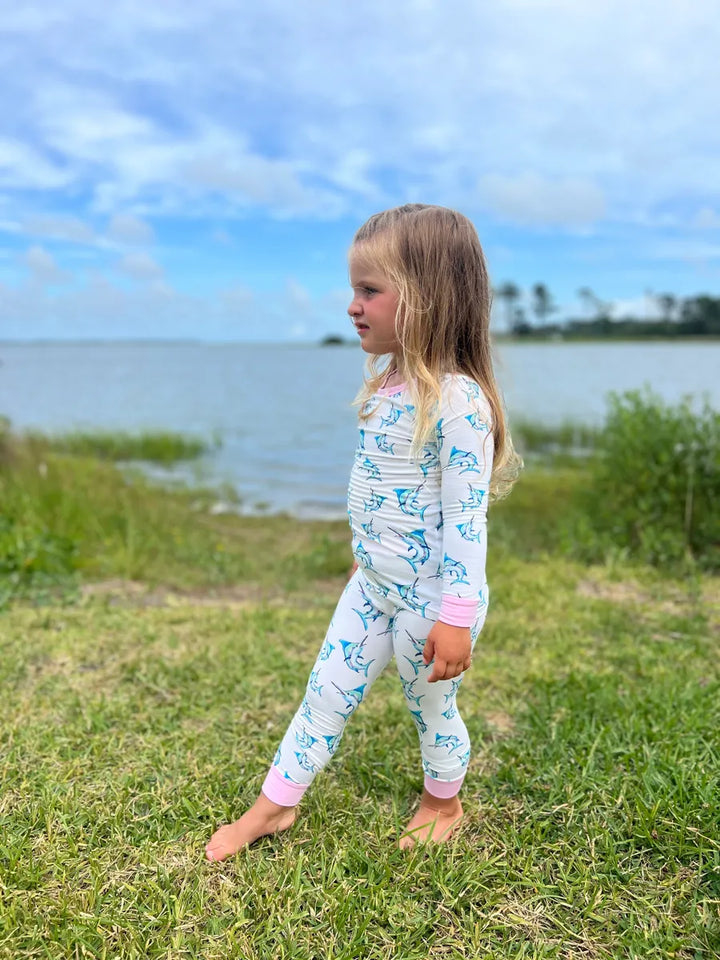 Girls Pink Marlin 𝓑𝓪𝓶𝓫𝓸𝓸 Pj Pant Set