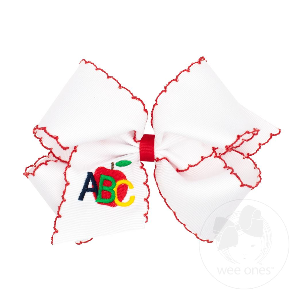 King Back to School Moonstitch ABCs Embroidered Hair Bow