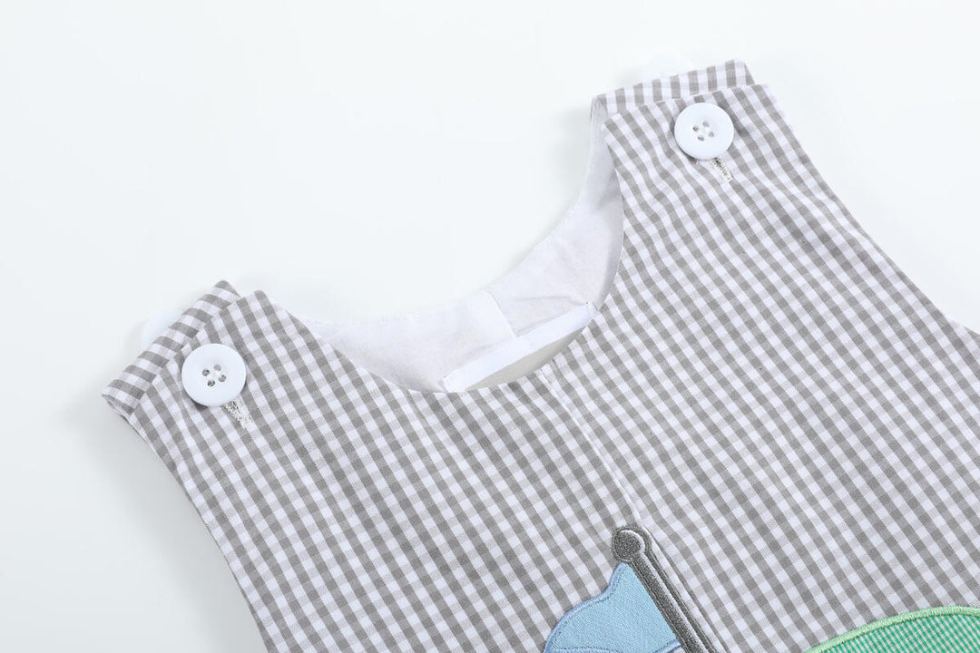 Gray Gingham Golf Shortalls