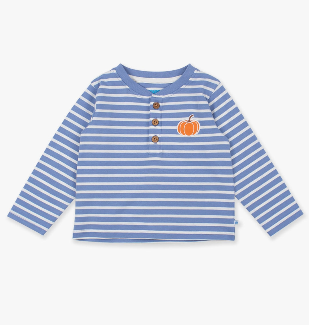 Boys Pumpkin Periwinkle Blue Stripe Henley Tee: 18-24M, 5
