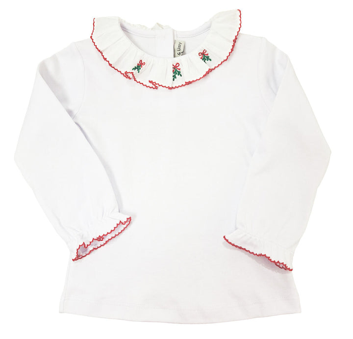 Christmas Bows and Mistletoe Girl's Pima Cotton Top