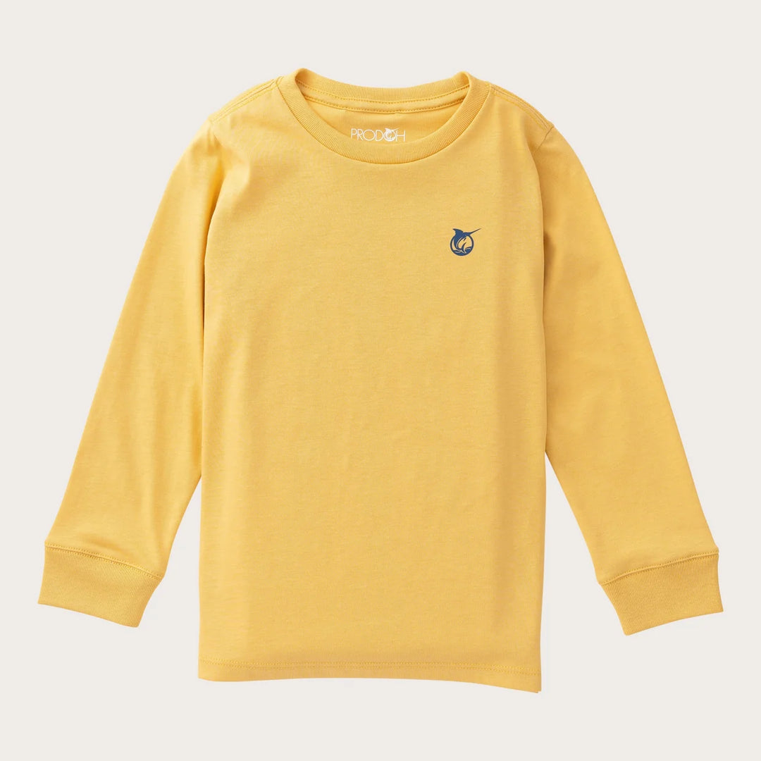 Boys Long Sleeve Cotton T-shirt | Ochre Duck Hunting Dog Art
