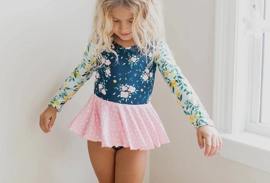 Navy Floral Lemon Leotard: 3,5,6