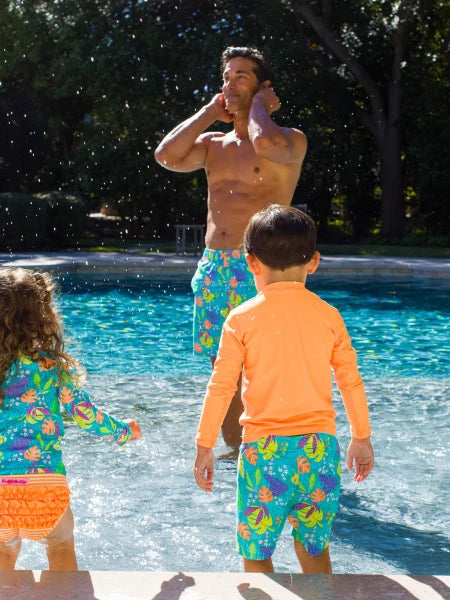 Neon Orange Long Sleeve Rash Guard: 3-6M