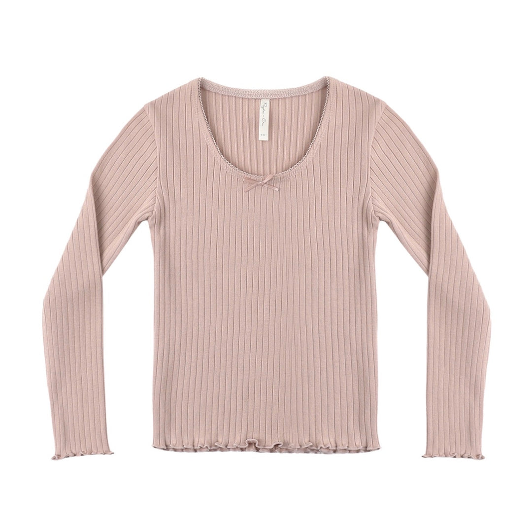 Girls Ribbed Long Sleeve Shirt | Rosewood