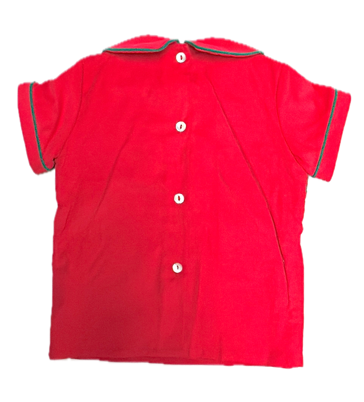 Red Corduroy Boys Short Set Christmas Classic