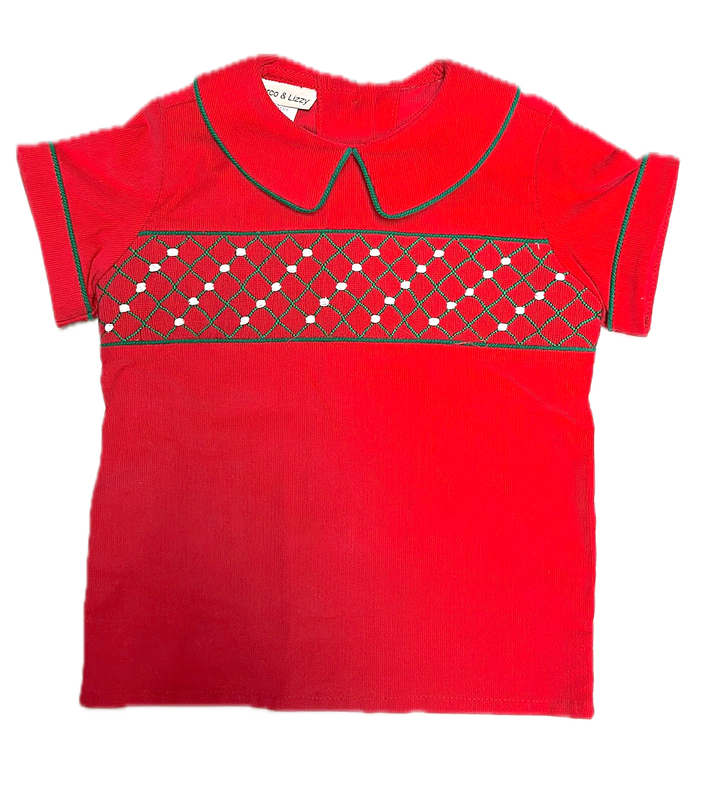 Red Corduroy Boys Short Set Christmas Classic