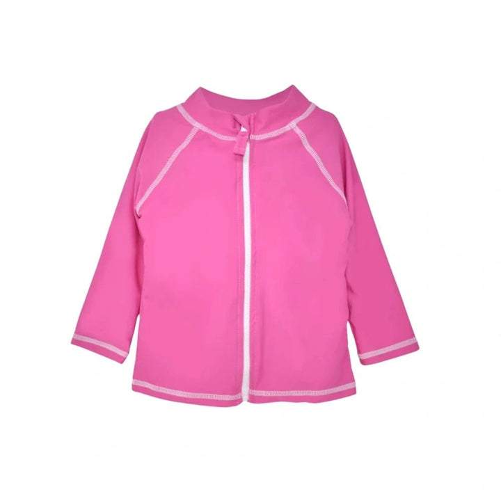 Pink Zip Front Girls Rashguard