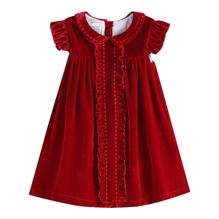 Lil Cactus Girls Red Velour Ruffle Dress: 3-6M, 6-12M