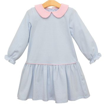 Katherine Dress - Light Blue Stripe/Light Pink