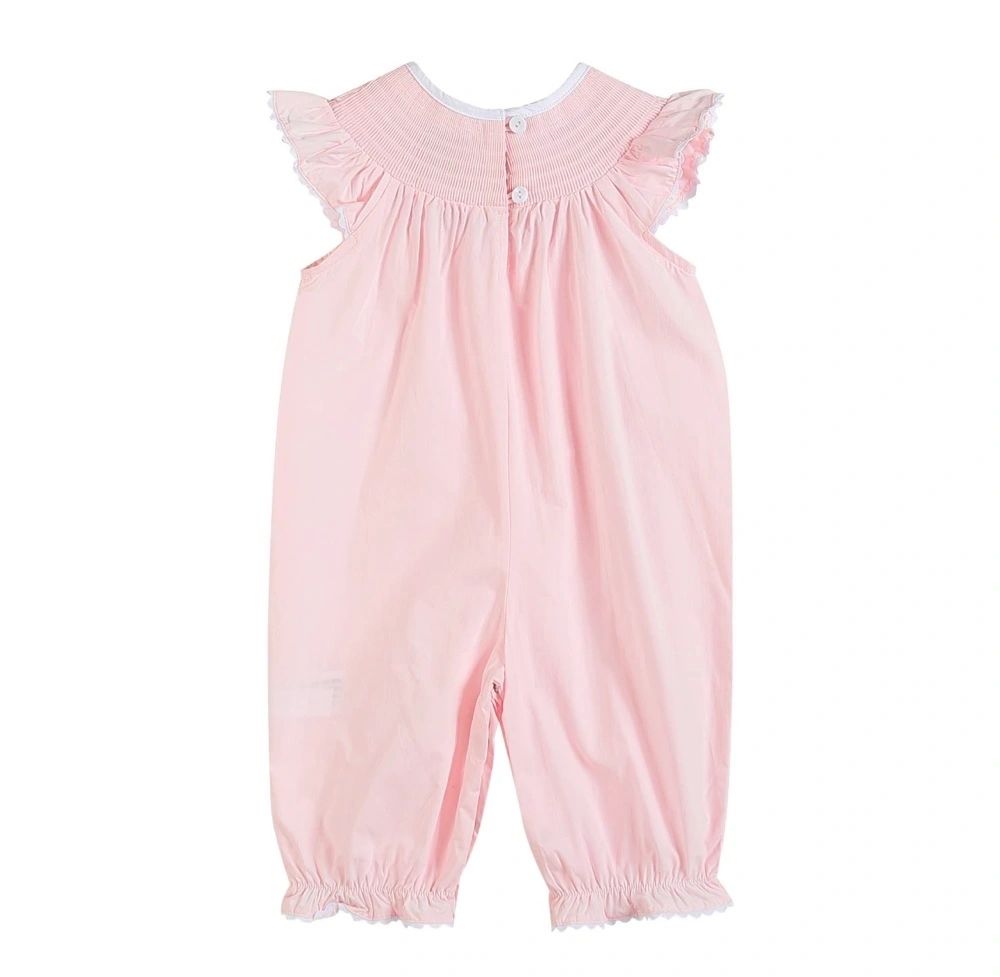 Light Pink Easter Bunny Smocked Playsuit: 18-24M