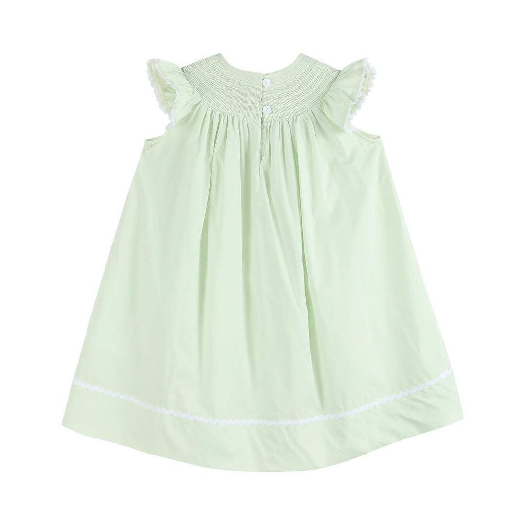 Light Green Bunny Smocked Bishop Dress