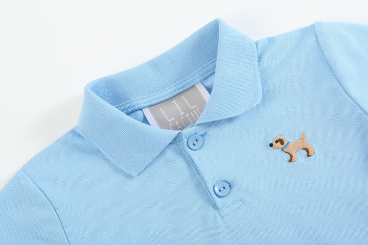 Boys Blue Puppy Golf Polo Shirt