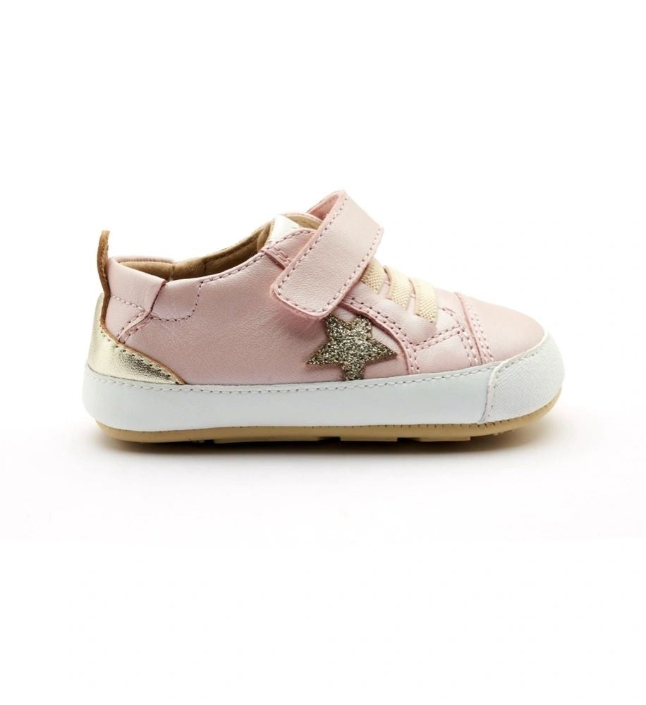 Oldsoles Platinum Bub Baby Star Girls Soft Sole Sneakers Tennis Shoes- NACARDO DALIA / GOLD / GLAM GOLD / GOLD SOLE