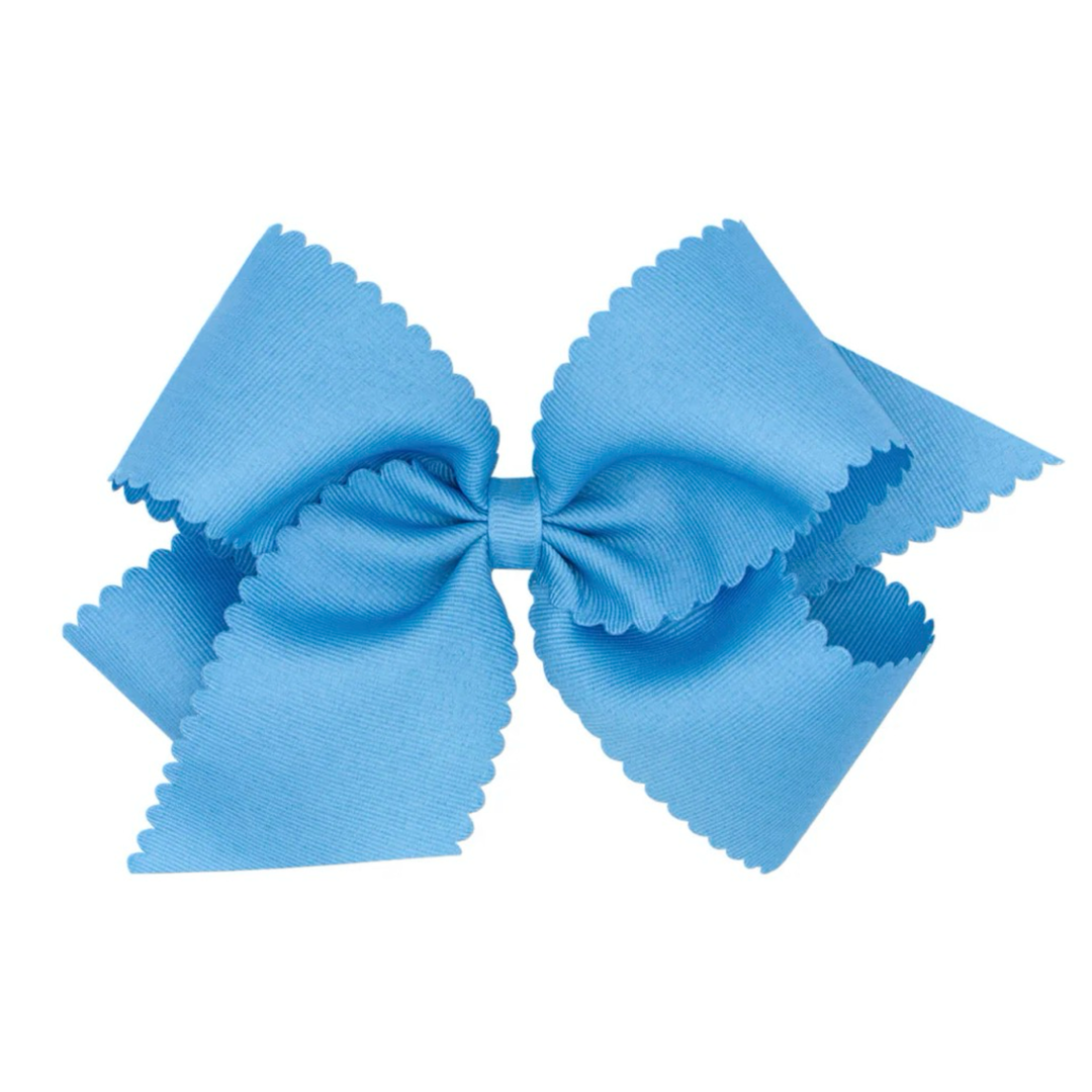 King Grosgrain Hair Bow Scalloped Edge | Copen Blue