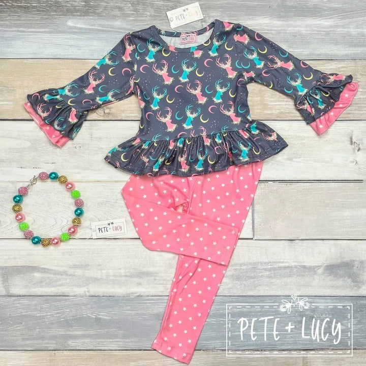 Starry Deer Pant Set: 3T