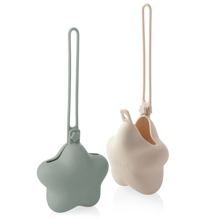 Silicone Pacifier Case 2-pack Star (Sage-Sand)