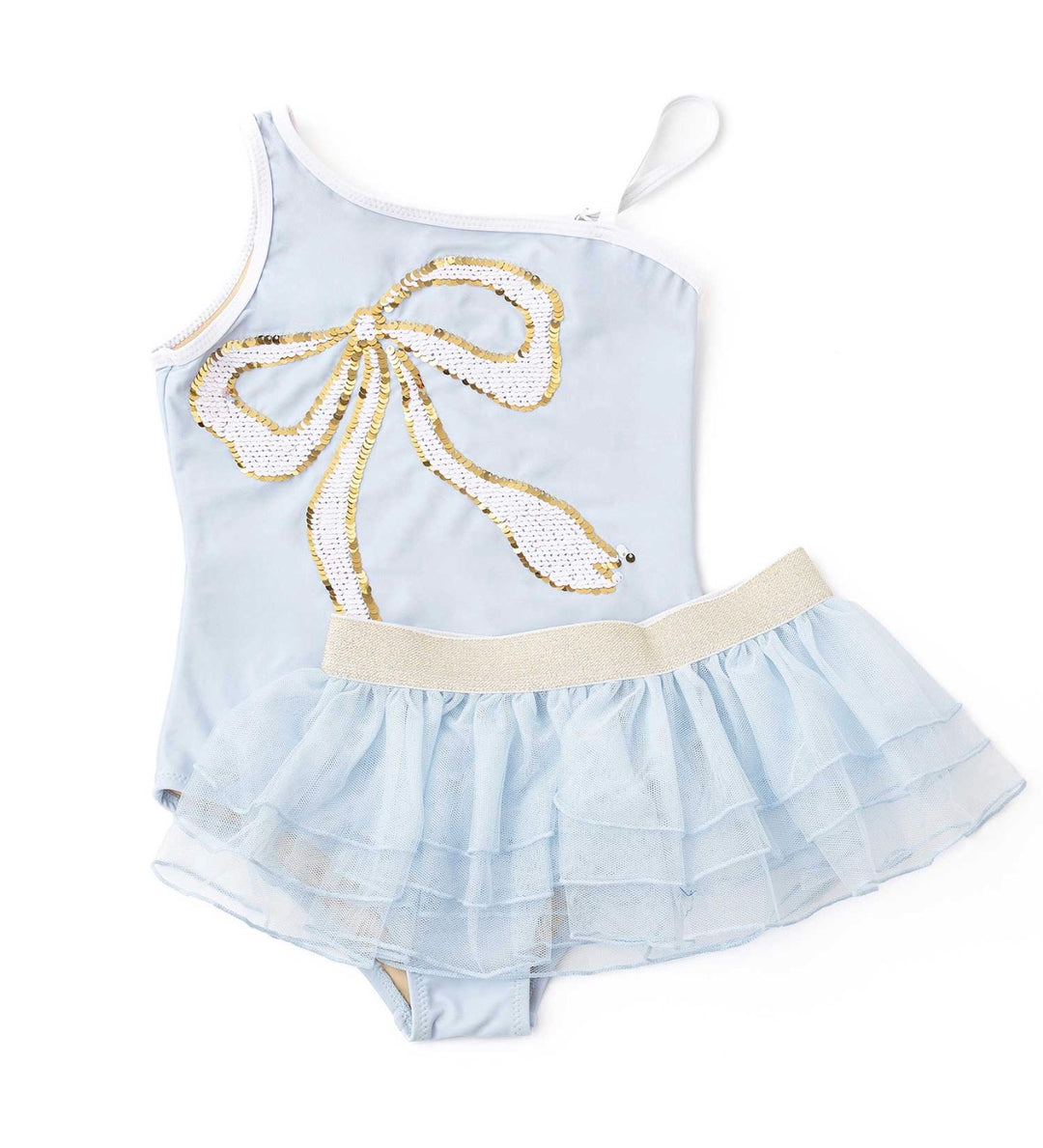 Blue Sequins Bow One Shoulder w/ Tutu