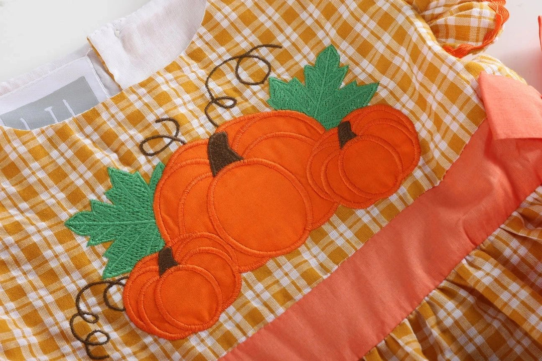 Orange Gingham Pumpkin Dress: 3T, 5