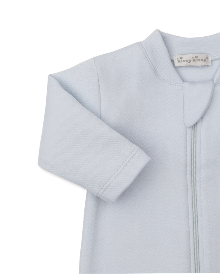 Sweet Homecoming Blue Jacquard Footie w/ Zip