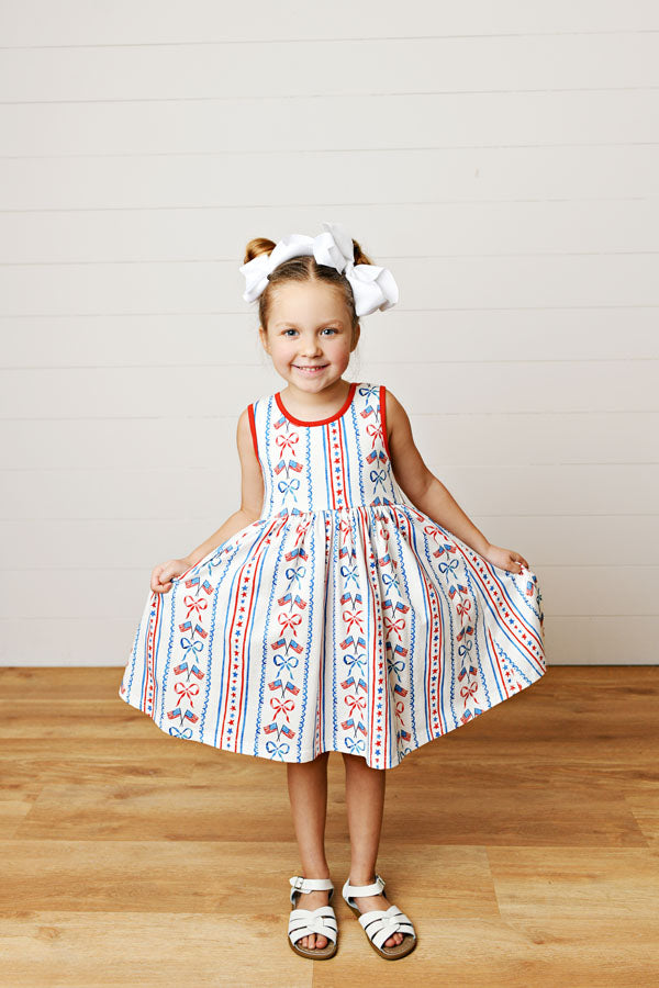 Flag & Bow Flare Dress