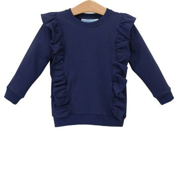 Laura Ruffle Pullover - Navy: 2,4,8