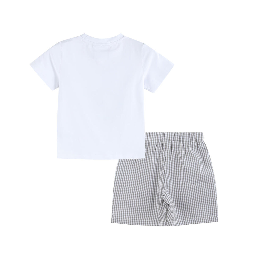 Gray Gingham Golf Tee and Shorts