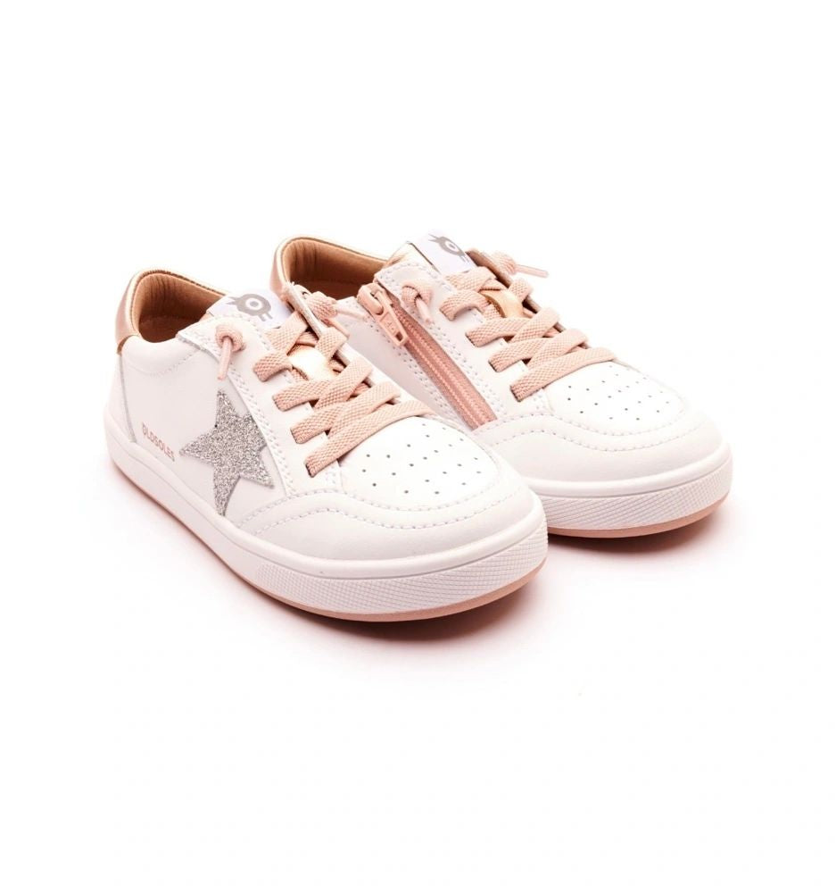 Oldsoles Girls Platinum Runner Star Tennis Shoes - SNOW / COPPER