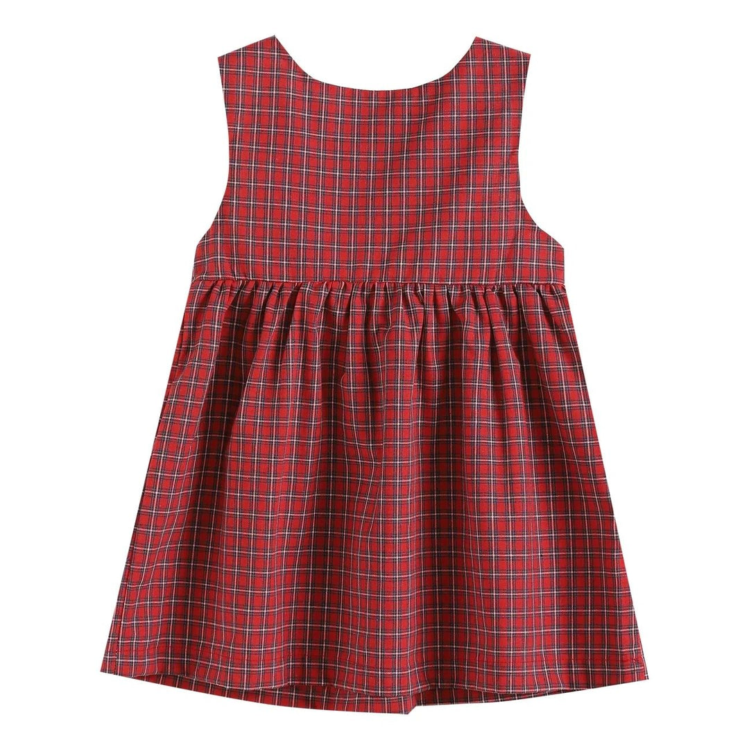 Lil Cactus Red Plaid Girls Sleeveless Christmas Dress