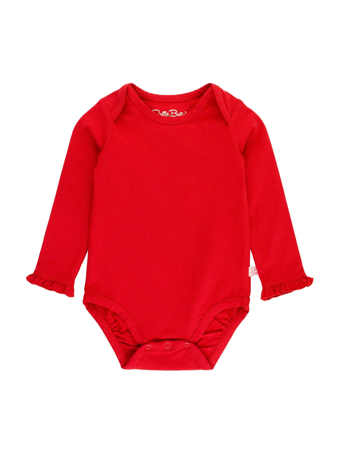 Girls Red Knit Long Sleeve Ruffle Bodysuit