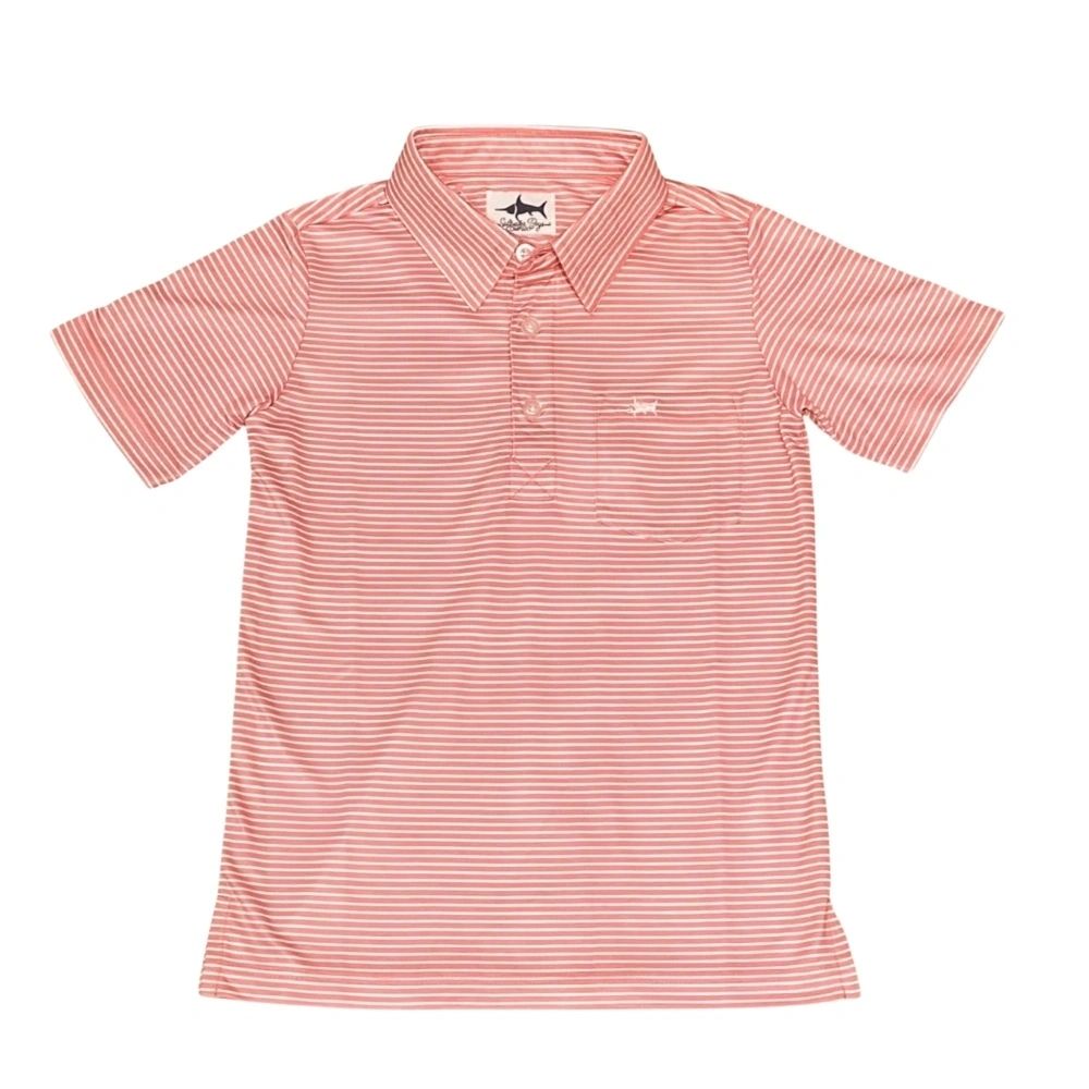 Boys Coral Stripe Inshore Performance Polo UPF 15+