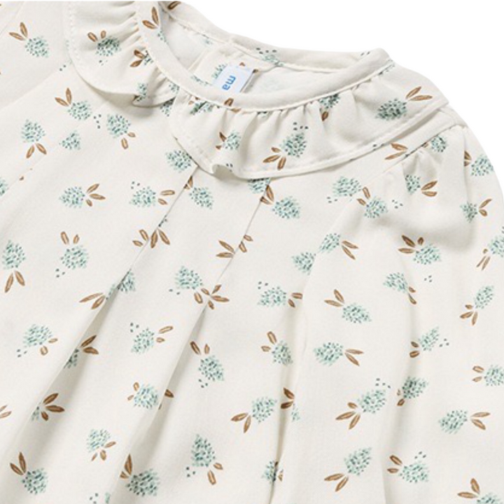 Long Sleeve Floral Infant Blouse - Nude/Jade