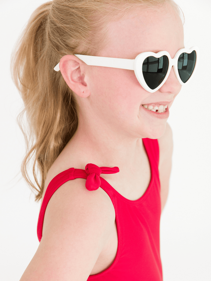 Girls White Heart Shaped Sunglasses