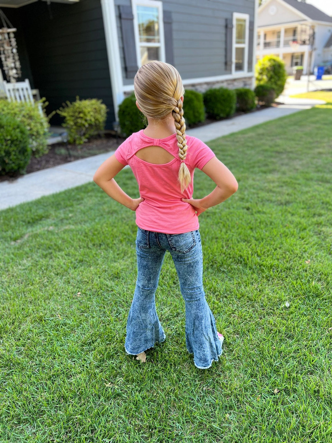 Girls Stonewashed Flare Denim Jeans: 4T, 6/7