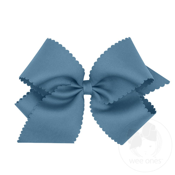 King Grosgrain Hair Bow with Scalloped Edge +6 Colors