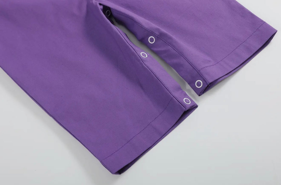 Purple and Gold Football Smocked Coveralls: 3-6M, 6-12M