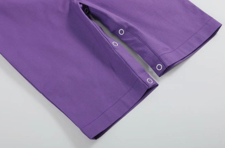 Purple and Gold Football Smocked Coveralls: 3-6M, 6-12M