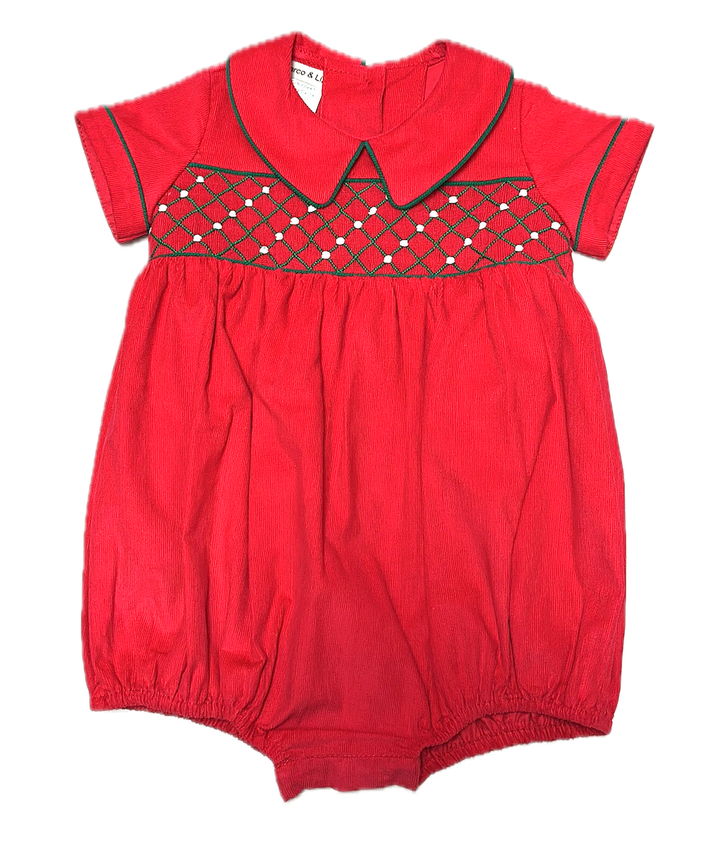Red Corduroy Baby Boy Romper Christmas Classic: 3M, 6M