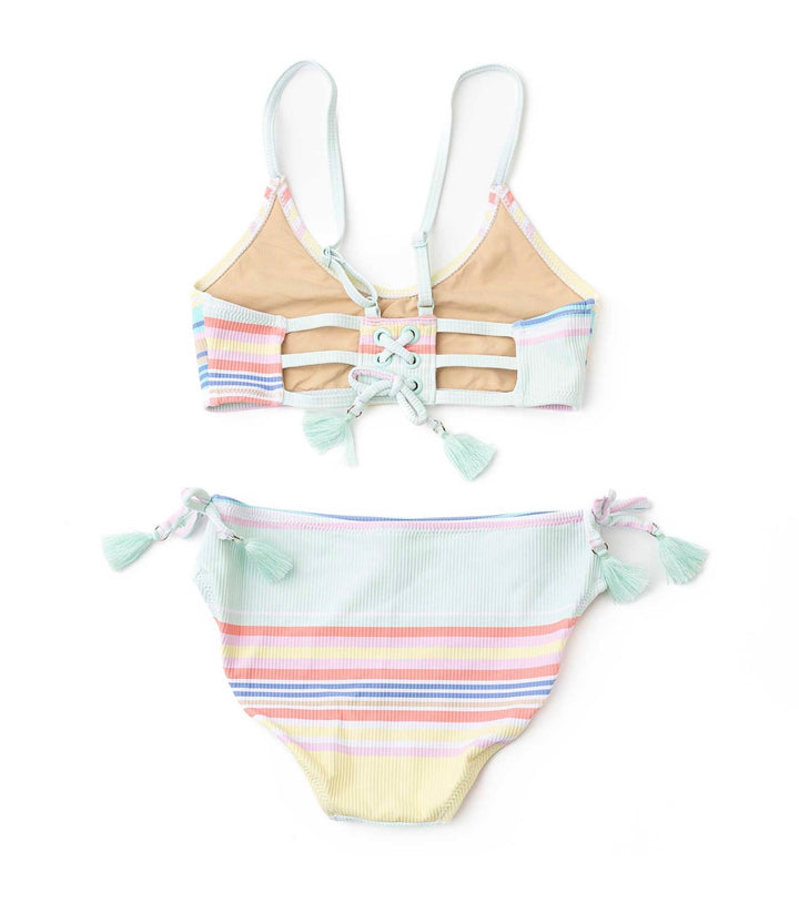 Surfer Stripe Ribbed Tie Back Two-Piece Swim