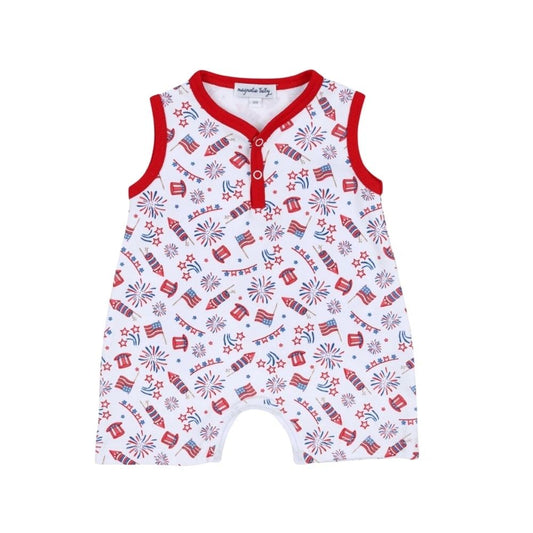 Red, White and Blue Infant Boys Patriotic July 4th 𝓟𝓲𝓶𝓪 𝓒𝓸𝓽𝓽𝓸𝓷 Romper