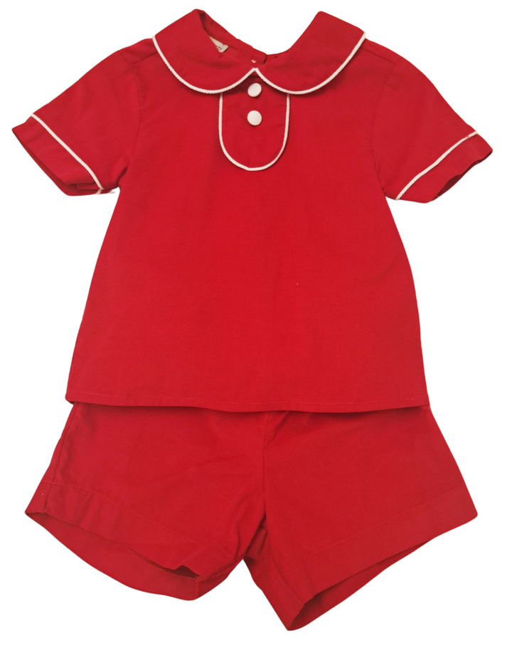 Corduroy Red Boy's Short Set