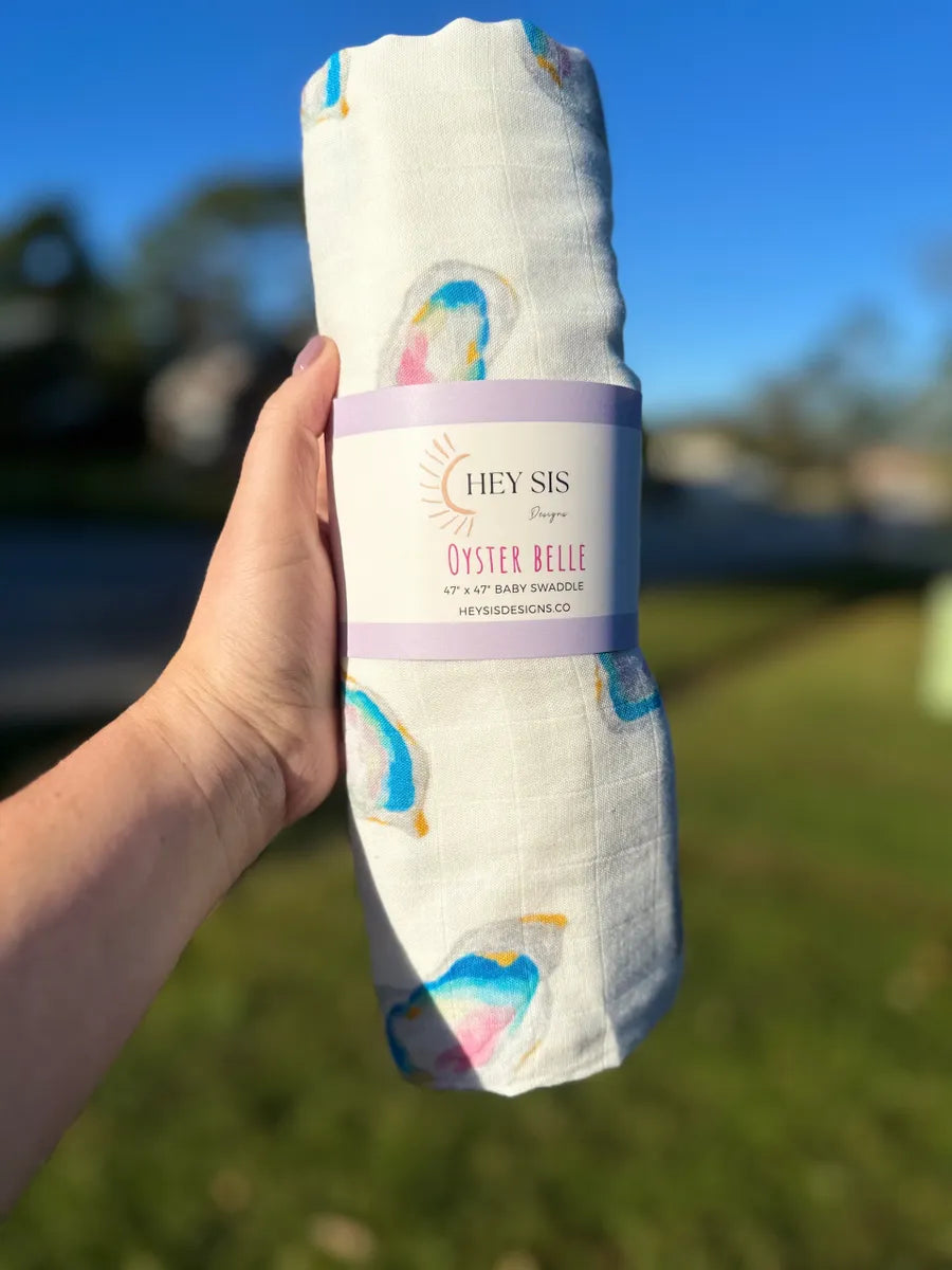 Oyster Belle Baby Swaddle Blanket - Bamboo/Cotton