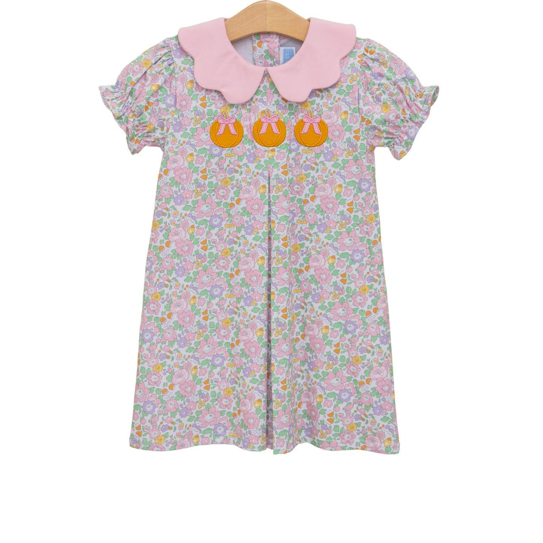 Girls Pumpkin Floral Dress