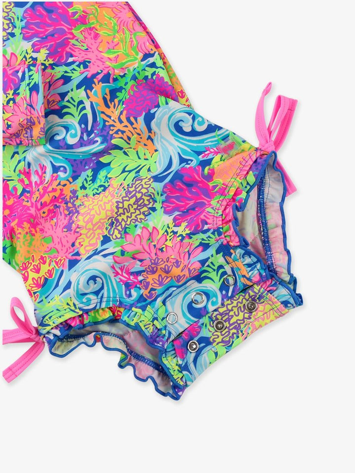 Neon Ocean Coral One-Piece Rashguard